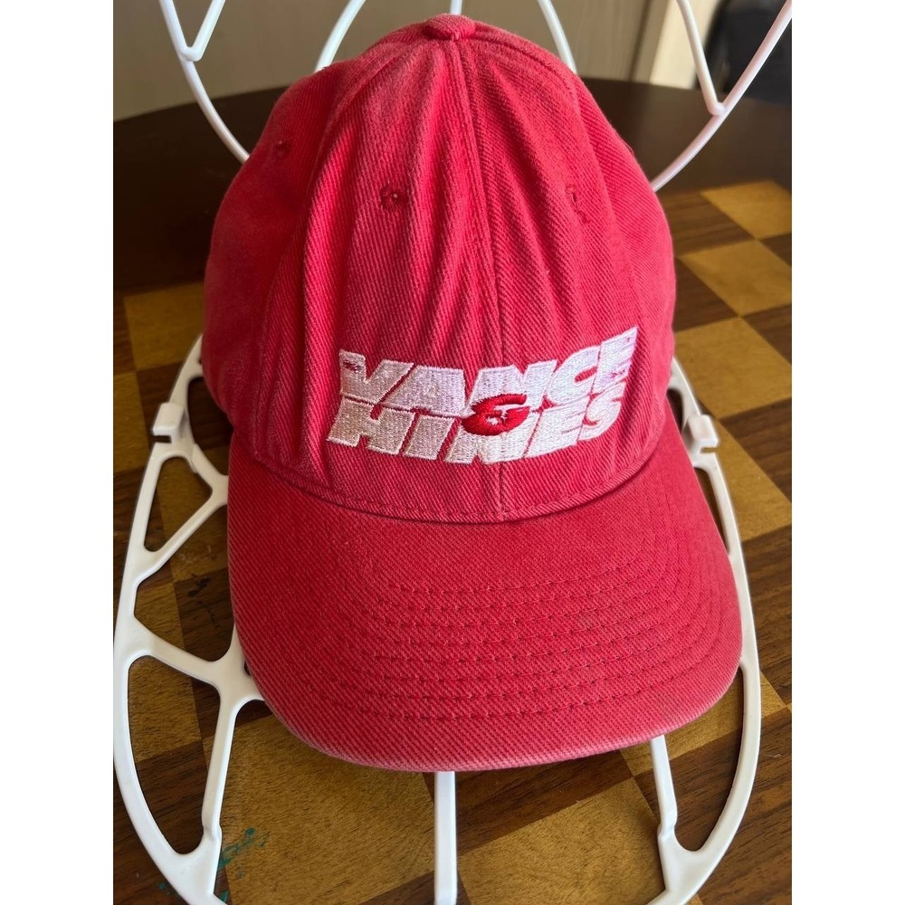 Vintage 90s Vance & Hines Red Dad Hat Nissun Made in USA "Turn One" Embroide